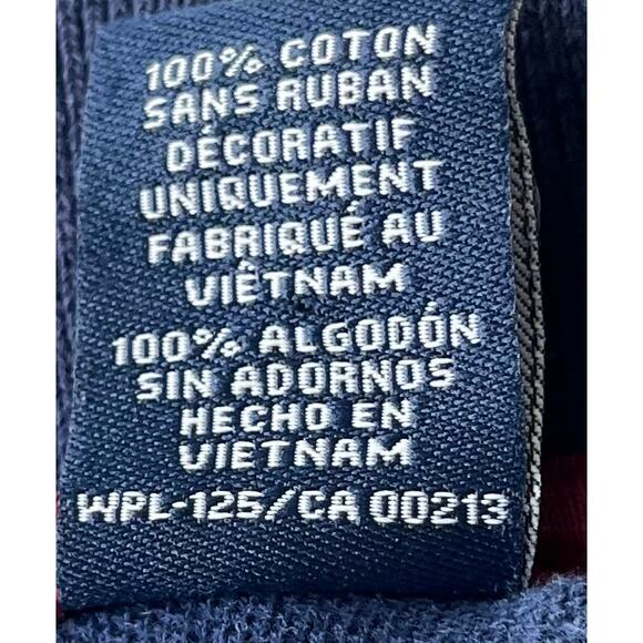 CHAPS SHORT SLV PULL-OVER POLO, MENS, XL, NAVY BLUE WITH RED & WHITE PINSTRIPES - Picture 12 of 12